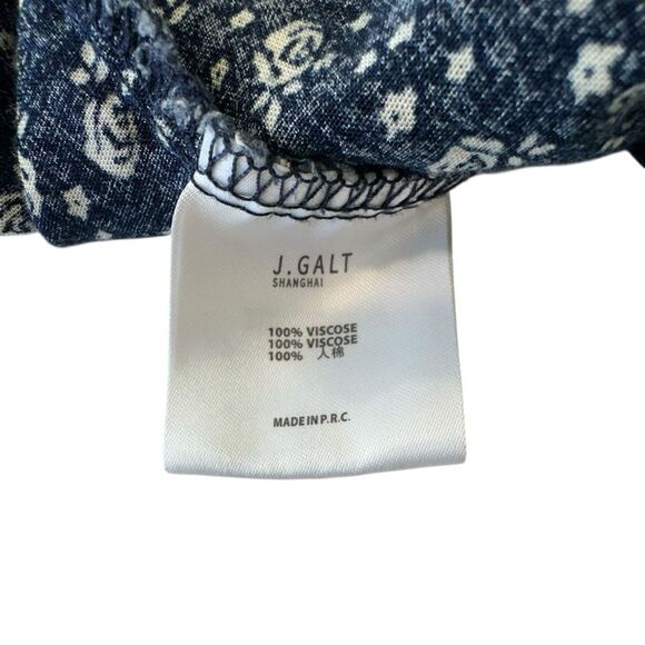 John Gault Navy Blue Floral Print Long sleee Wrap Crop Top, OS - Picture 6 of 8